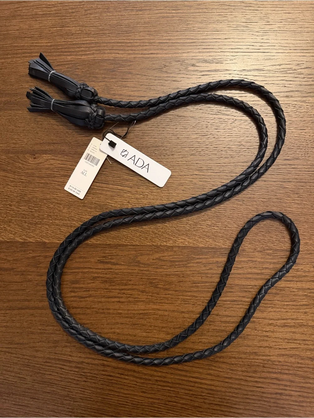 NWT Anthropologie Ada Black Braided Fringe Tassel Soga Wrap Belt
